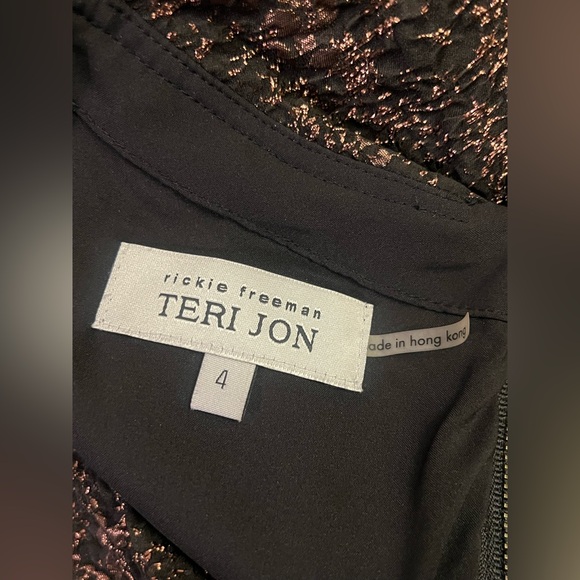 Rickie Freeman Teri John Dress Black and Gold Rose Gold Size 4 - Picture 12 of 16